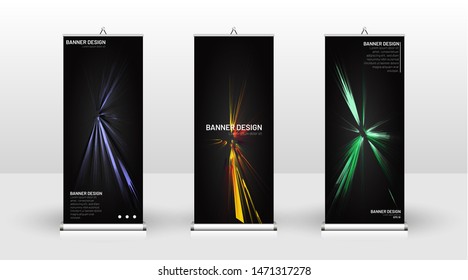Vertical banner template design. can be used for brochures, covers, publications, etc.black background pattern texture futuristic geometric art