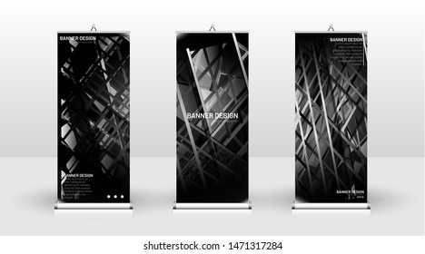 Vertical banner template design. can be used for brochures, covers, publications, etc.gray and black background and texture patterns