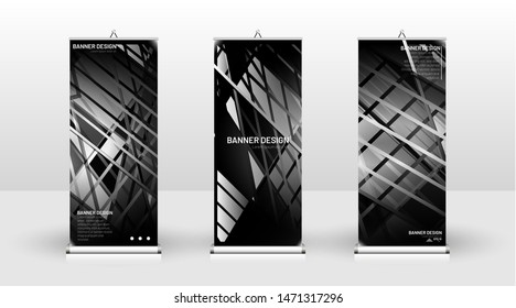Vertical banner template design. can be used for brochures, covers, publications, etc.gray and black background and texture patterns
