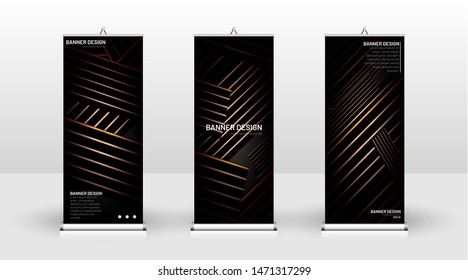 Vertical banner template design. can be used for brochures, covers, publications, etc.The background of the geometric dynamic concept pattern is black