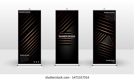 Vertical banner template design. can be used for brochures, covers, publications, etc.The background of the geometric dynamic concept pattern is black
