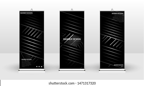 Vertical banner template design. can be used for brochures, covers, publications, etc.The background of the geometric dynamic concept pattern is black