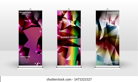 Vertical banner template design. can be used for brochures, covers, publications, etc. the concept of a triangular design background pattern