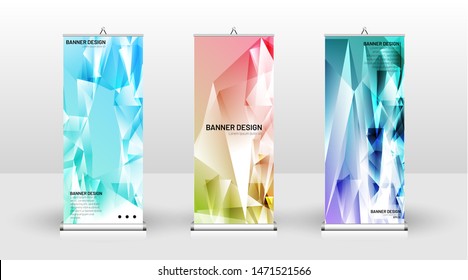 Vertical banner template design. can be used for brochures, covers, publications, etc. the concept of a triangular design background pattern