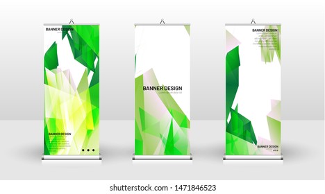 Vertical banner template design. can be used for brochures, covers, publications, etc. Concept of a triangular design background pattern with color green