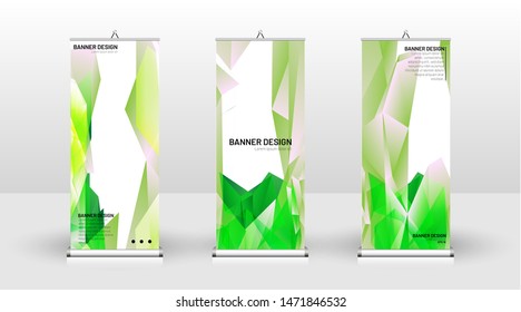 Vertical banner template design. can be used for brochures, covers, publications, etc. Concept of a triangular design background pattern with color green