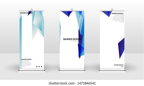 Vertical banner template design. can be used for brochures, covers, publications, etc. Concept of a triangular design background pattern with color blue