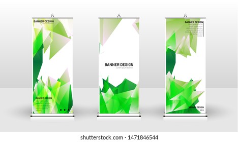 Vertical banner template design. can be used for brochures, covers, publications, etc. Concept of a triangular design background pattern with color green