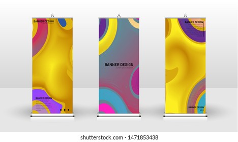 Vertical banner template design. can be used for brochures, covers, publications, etc. The concept of a liquid wave background pattern
