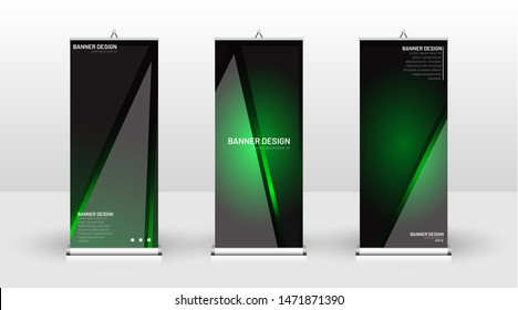 Vertical banner template design. can be used for brochures, covers, publications, etc. The concept of technology background in green