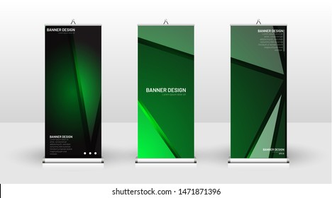 Vertical banner template design. can be used for brochures, covers, publications, etc. The concept of technology background in green