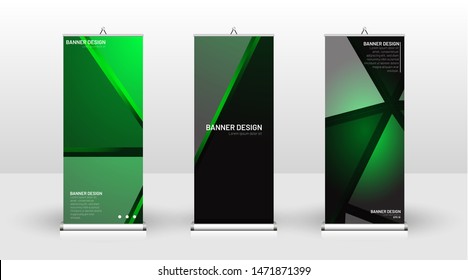 Vertical banner template design. can be used for brochures, covers, publications, etc. The concept of technology background in green