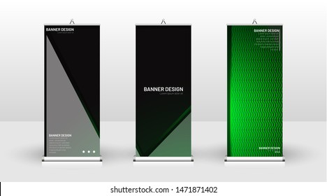 Vertical banner template design. can be used for brochures, covers, publications, etc. The concept of technology background in green