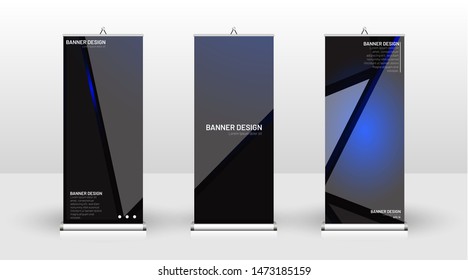 Vertical banner template design. can be used for brochures, covers, publications, etc. The concept of technology background in blue