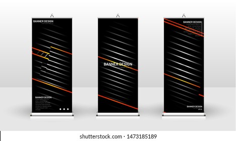 
Vertical banner template design. can be used for brochures, covers, publications, etc.The background of the geometric dynamic concept pattern is black