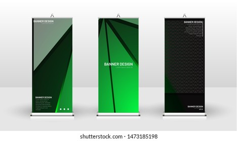Vertical banner template design. can be used for brochures, covers, publications, etc. The concept of technology background in green