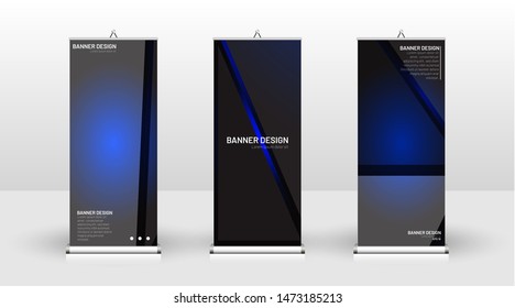 Vertical banner template design. can be used for brochures, covers, publications, etc. The concept of technology background in blue
