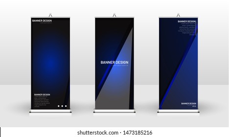 Vertical banner template design. can be used for brochures, covers, publications, etc. The concept of technology background in blue
