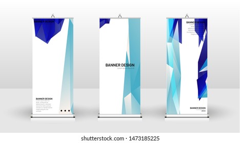 Vertical banner template design. can be used for brochures, covers, publications, etc. Concept of a triangular design background pattern with color blue