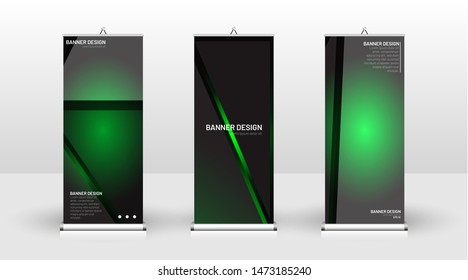 Vertical banner template design. can be used for brochures, covers, publications, etc. The concept of technology background in green