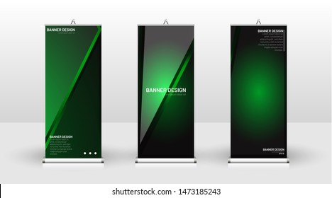 Vertical banner template design. can be used for brochures, covers, publications, etc. The concept of technology background in green