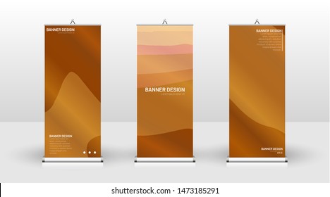 Vertical banner template design. can be used for brochures, covers, publications, etc. Concept of a wave background wood pattern