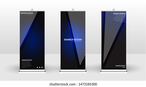 Vertical banner template design. can be used for brochures, covers, publications, etc. The concept of technology background in blue