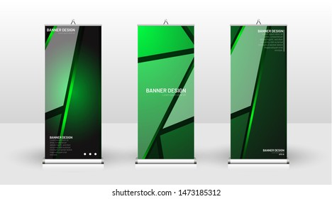 Vertical banner template design. can be used for brochures, covers, publications, etc. The concept of technology background in green