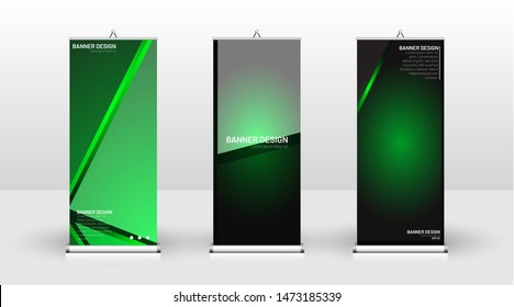 Vertical banner template design. can be used for brochures, covers, publications, etc. The concept of technology background in green