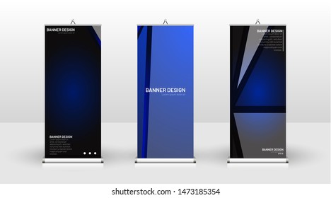 Vertical banner template design. can be used for brochures, covers, publications, etc. The concept of technology background in blue