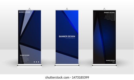 Vertical banner template design. can be used for brochures, covers, publications, etc. The concept of technology background in blue