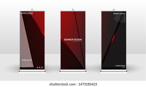 Vertical banner template design. can be used for brochures, covers, publications, etc. The concept of technology background in red