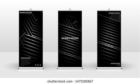 
Vertical banner template design. can be used for brochures, covers, publications, etc.The background of the geometric dynamic concept pattern is black