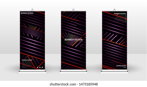 
Vertical banner template design. can be used for brochures, covers, publications, etc.The background of the geometric dynamic concept pattern is black