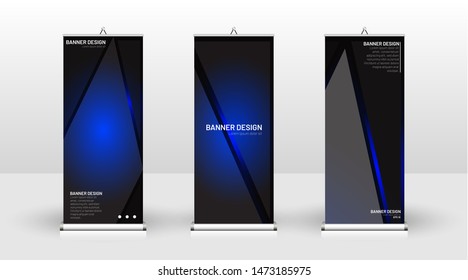 Vertical banner template design. can be used for brochures, covers, publications, etc. The concept of technology background in blue