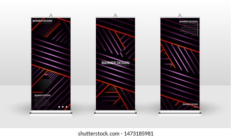 
Vertical banner template design. can be used for brochures, covers, publications, etc.The background of the geometric dynamic concept pattern is black