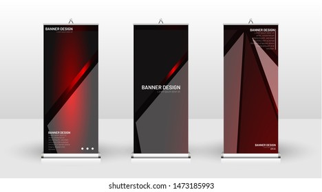 Vertical banner template design. can be used for brochures, covers, publications, etc. The concept of technology background in red