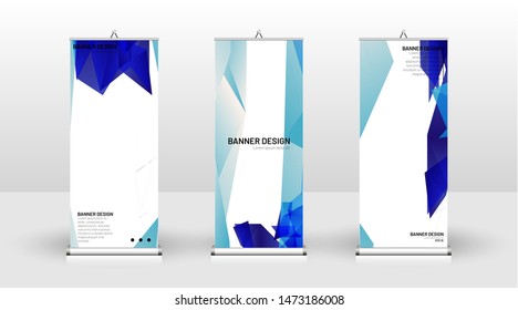 Vertical banner template design. can be used for brochures, covers, publications, etc. Concept of a triangular design background pattern with color blue