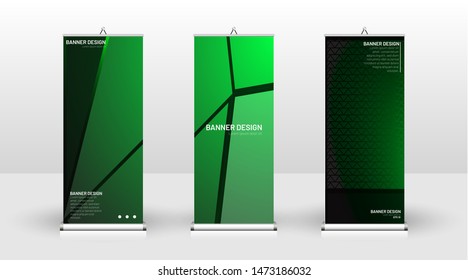 Vertical banner template design. can be used for brochures, covers, publications, etc. The concept of technology background in green