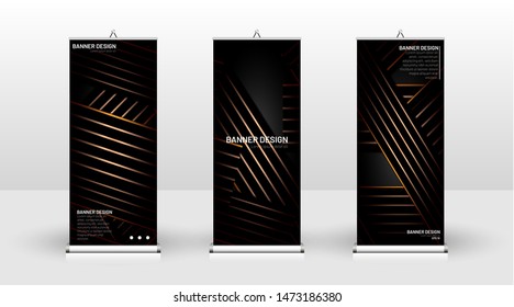 
Vertical banner template design. can be used for brochures, covers, publications, etc.The background of the geometric dynamic concept pattern is black