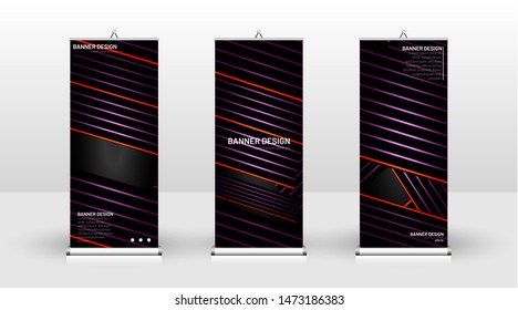 
Vertical banner template design. can be used for brochures, covers, publications, etc.The background of the geometric dynamic concept pattern is black