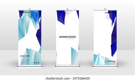 Vertical banner template design. can be used for brochures, covers, publications, etc. Concept of a triangular design background pattern with color blue