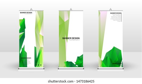 Vertical banner template design. can be used for brochures, covers, publications, etc. Concept of a triangular design background pattern with color green