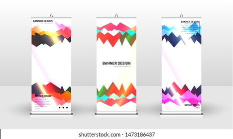 Vertical banner template design. can be used for brochures, covers, publications, etc. futuristic background patterns geometric concepts, colorful creative designs