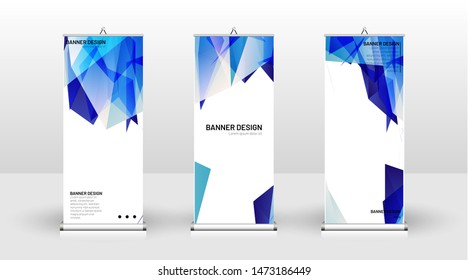Vertical banner template design. can be used for brochures, covers, publications, etc. Concept of a triangular design background pattern with color blue
