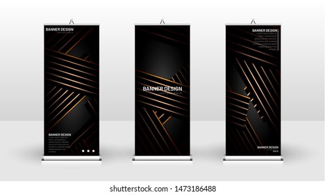 
Vertical banner template design. can be used for brochures, covers, publications, etc.The background of the geometric dynamic concept pattern is black