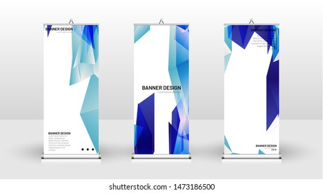 Vertical banner template design. can be used for brochures, covers, publications, etc. Concept of a triangular design background pattern with color blue