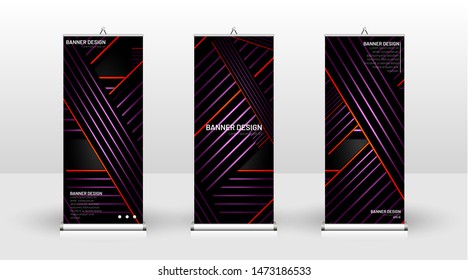
Vertical banner template design. can be used for brochures, covers, publications, etc.The background of the geometric dynamic concept pattern is black
