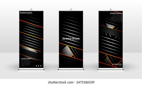 
Vertical banner template design. can be used for brochures, covers, publications, etc.The background of the geometric dynamic concept pattern is black