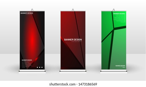Vertical banner template design. can be used for brochures, covers, publications, etc. The concept of technology background in red